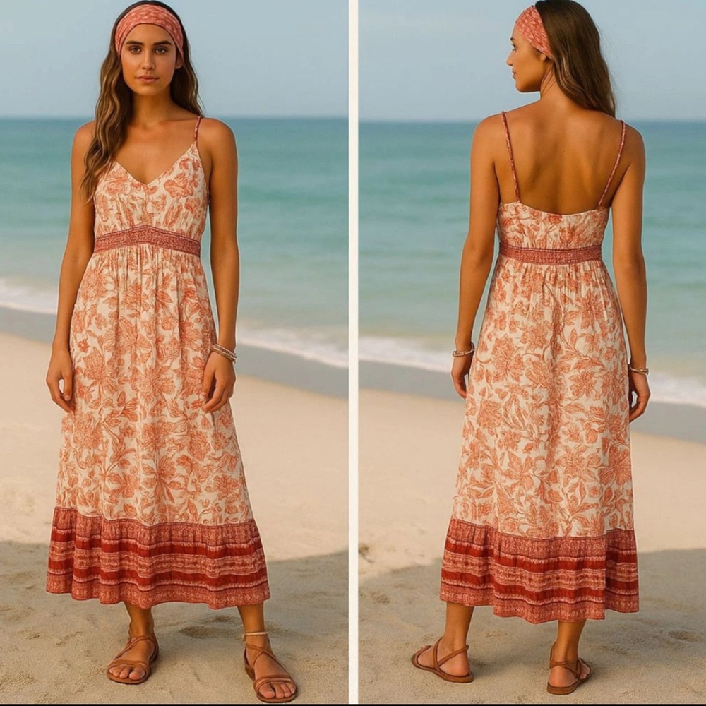 Rachel Zoe Linen Blend Floral Boho Maxi Dress XL - Picture 2 of 16